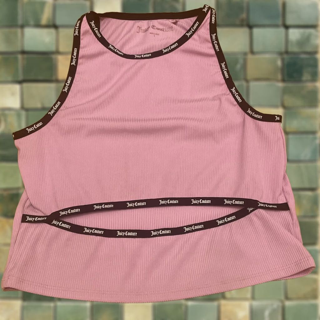 Juicy Couture VINTAGE Juicy Couture Tank Shirt Halter Rib Cutout Pink Dusk Violet LIquorice Crop Size L Womens Size L / US 10 / IT 46 - 1 Thumbnail