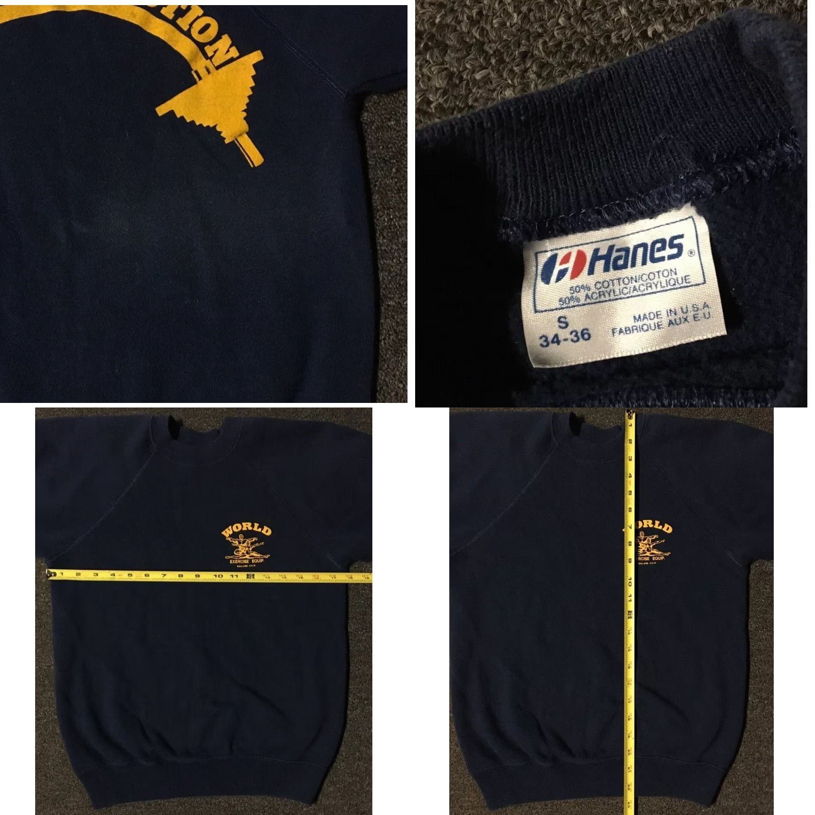 Vintage VINTAGE 80s Oakland Exercise Equipment Faded Sweatshirt XS Blue Weightlifting - Funny Mens Sweatshirt Size US XS / EU 42 / 0 - 8 Thumbnail