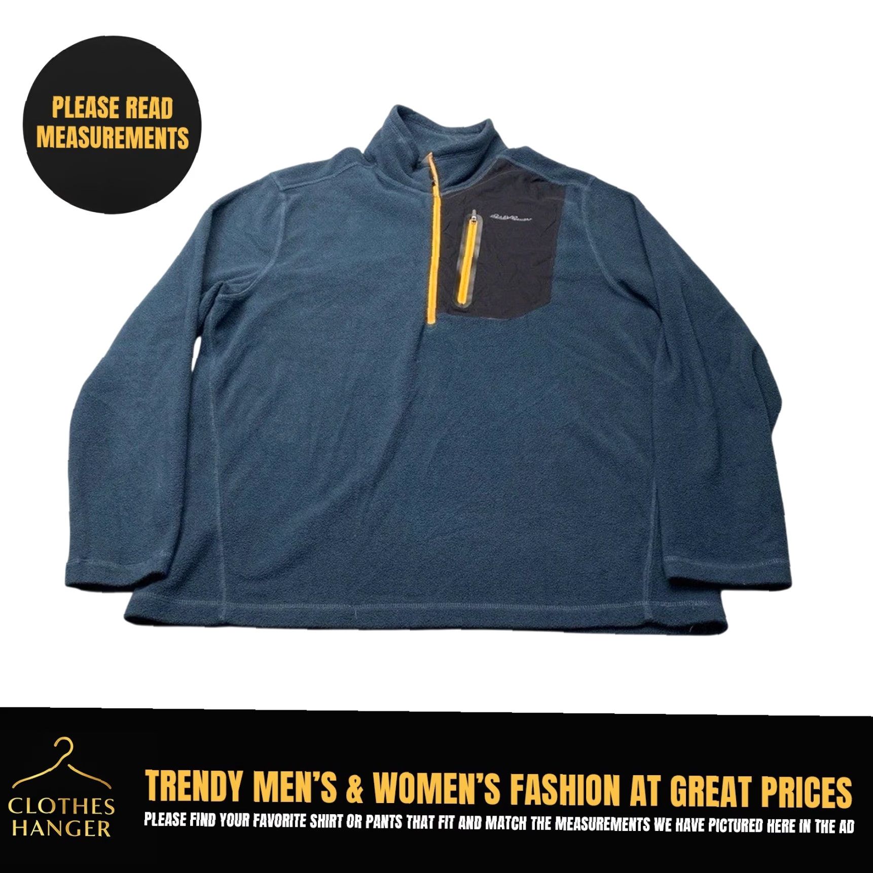 Eddie Bauer Eddie Bauer Jacket Mens Large Blue 1/4 Zip Fleece Pullover Zip Pocket Stand-Up Lightweight Polyester Size US L / EU 52-54 / 3 - 2 Thumbnail