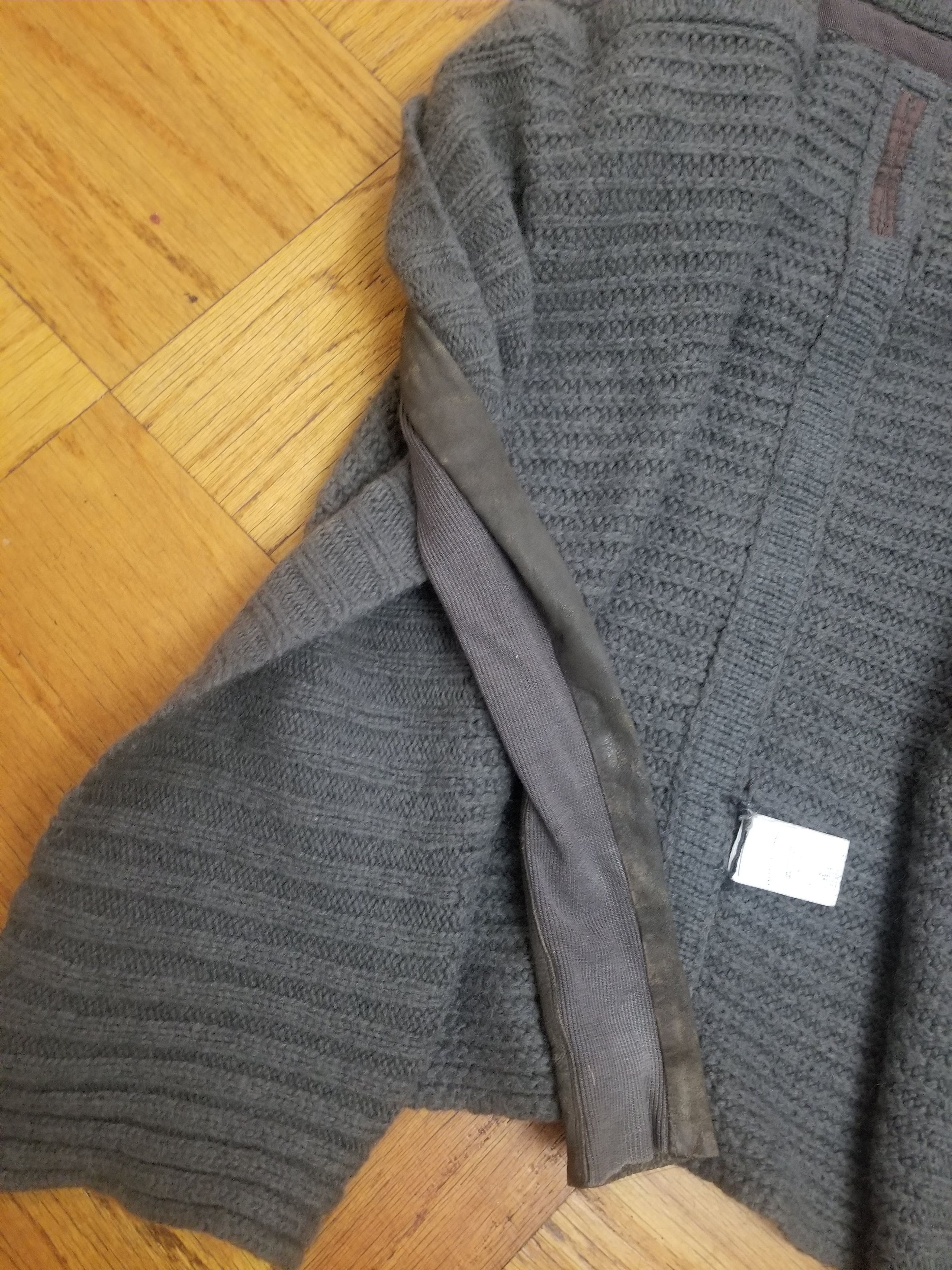 Rick Owens Rick Owens AW11 Limo Leather Sleeve Knit Sweat Cardigan Size S / US 4 / IT 40 - 9 Thumbnail