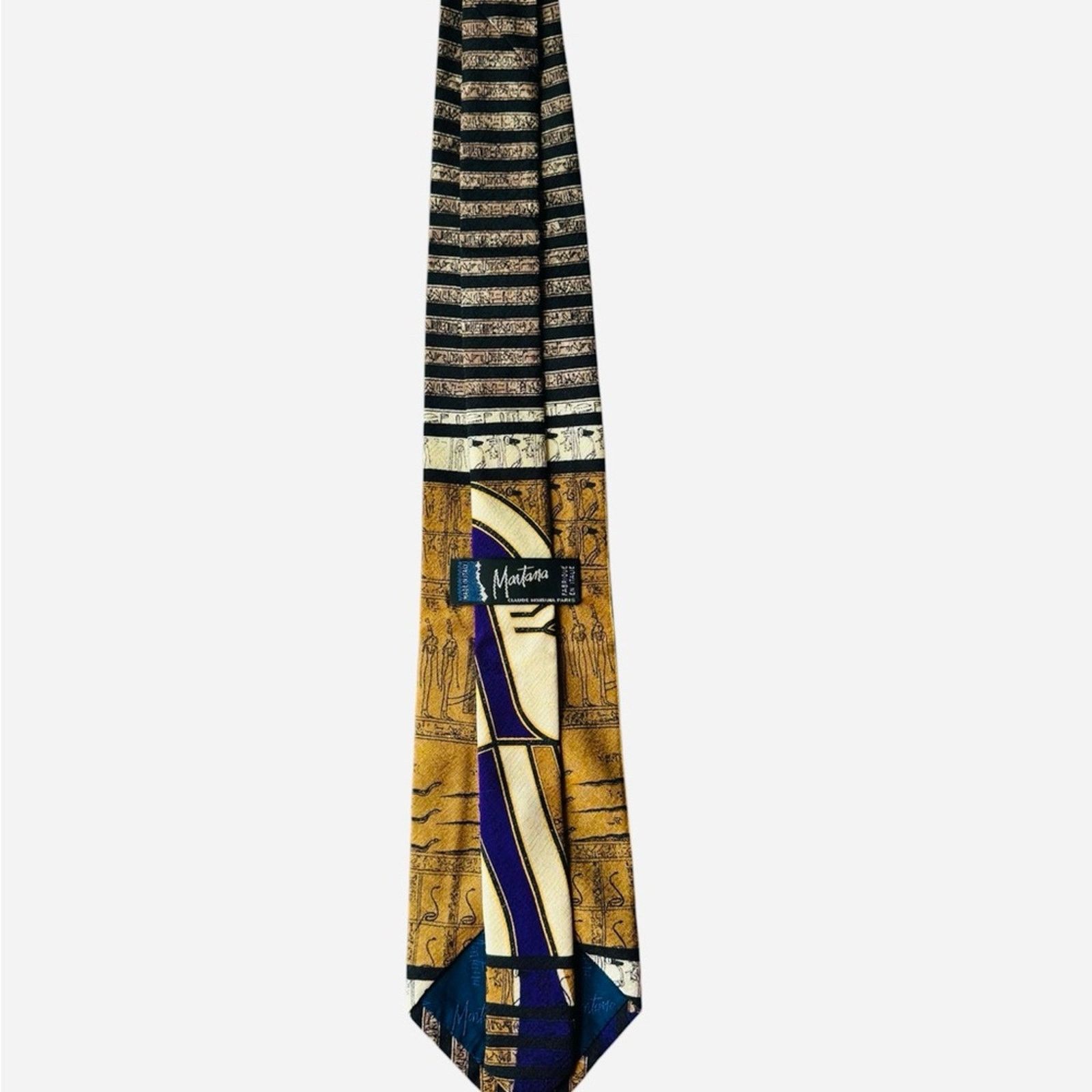 Montane Egyptian Themed Tie with Blue and Gold Accents Size ONE SIZE - 4 Thumbnail