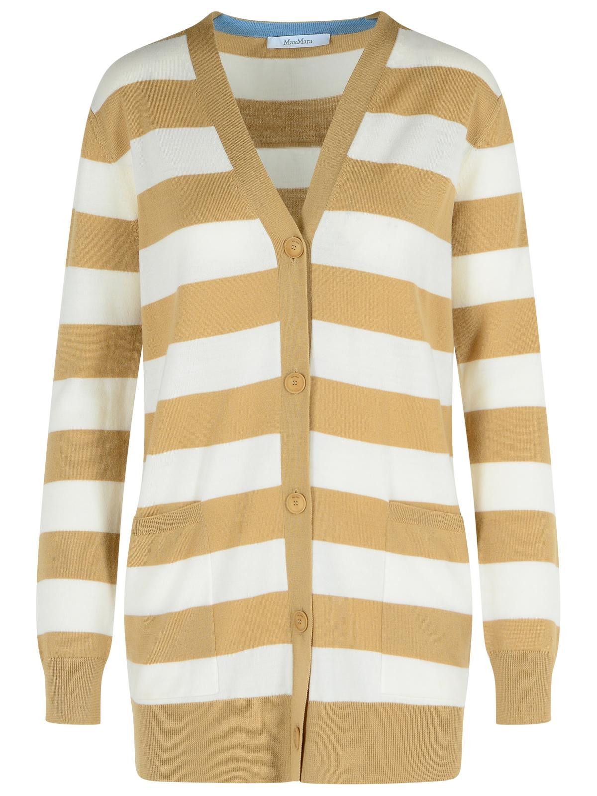 Max Mara MAX MARA 'Fiemme' Virgin Wool Sand Cardigan Size S / US 4 / IT 40 - 1 Thumbnail