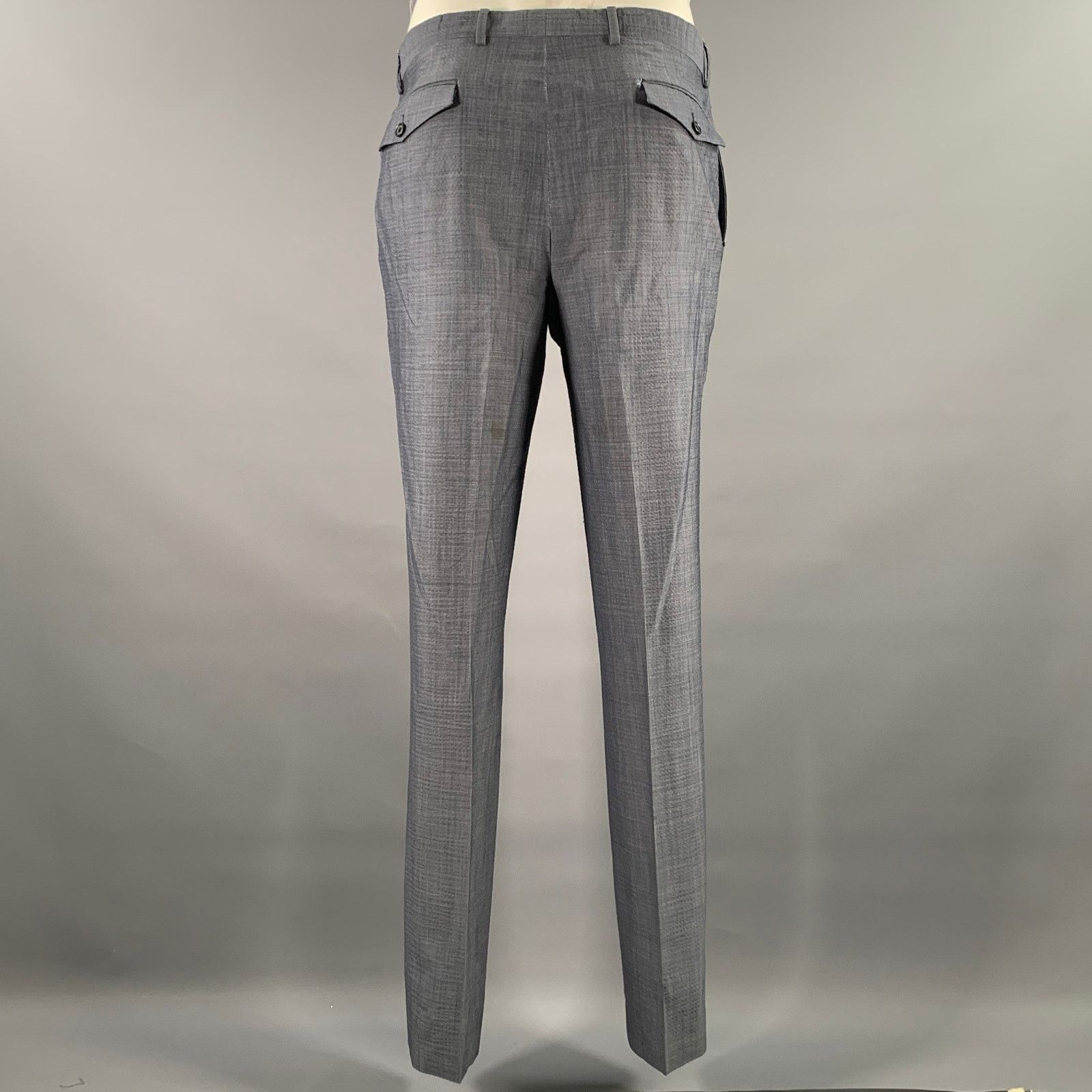 John Varvatos JOHN VARVATOS Size 40 Blue Wool Blend Notch Lapel Suit Size 40R - 8 Thumbnail