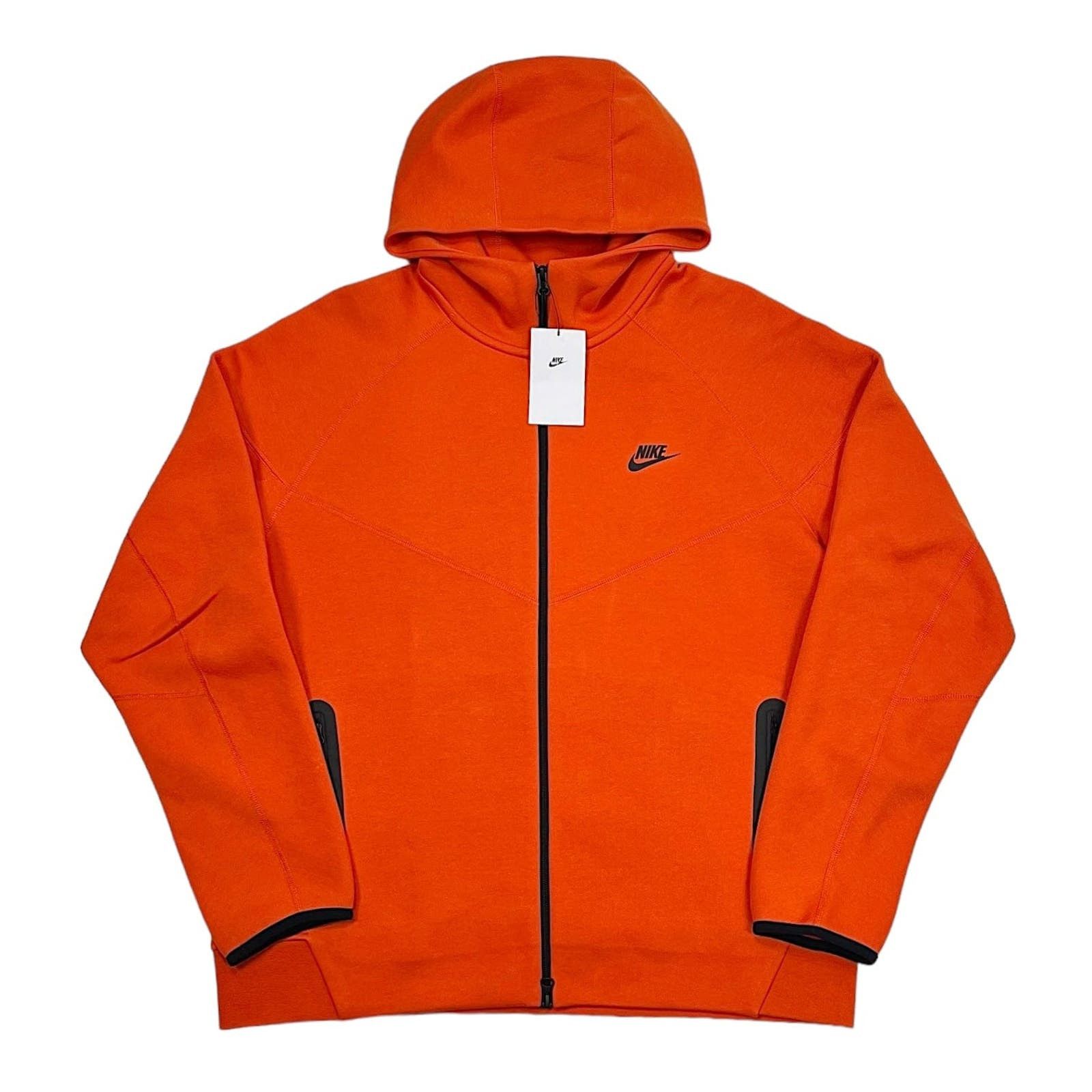 image of Nike Tech Zip Up Hooded Sweatshirt Orange, Men's (Size XL)