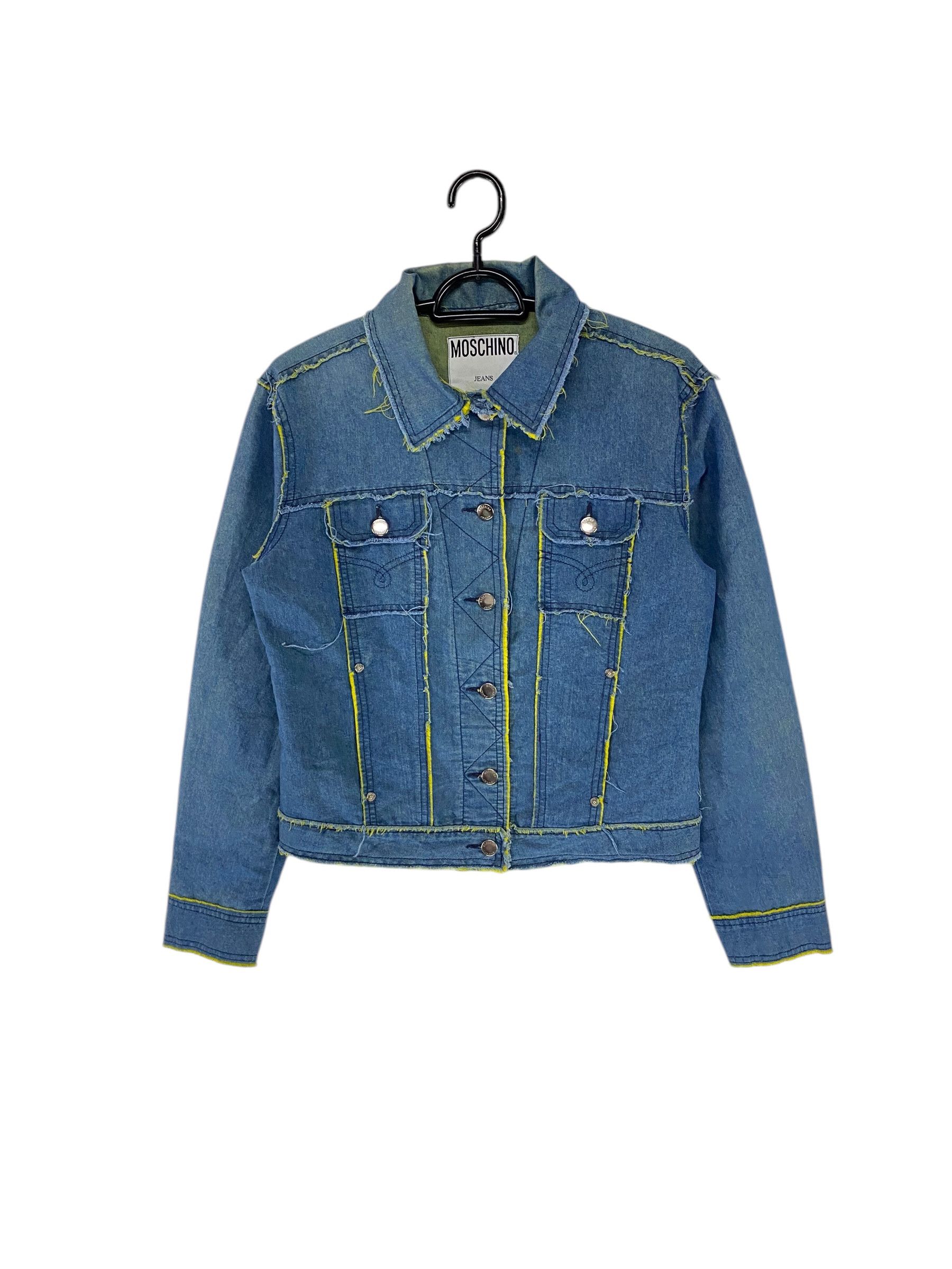 Designer × Moschino Moschino lime frayed edge denim jacket Size L / US 10 / IT 46 - 1 Thumbnail