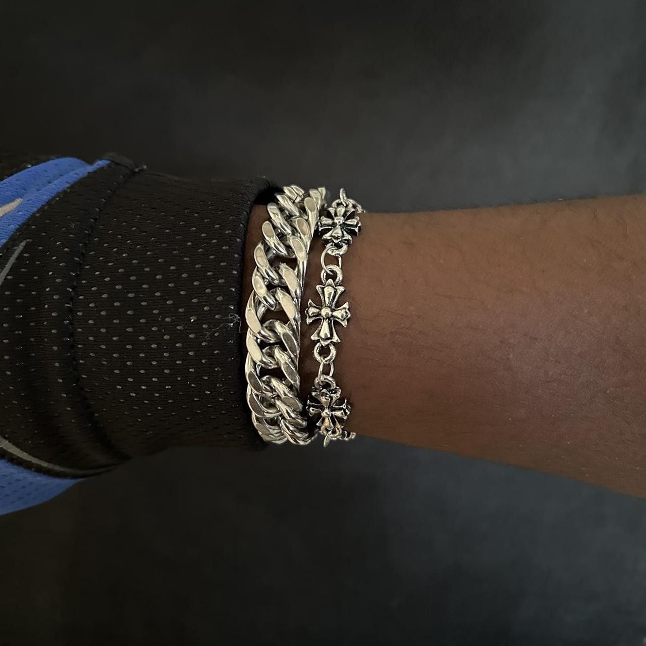 Vintage Vintage 2000s Style Silver Cross Hip Hop Punk Bracelet Size ONE SIZE - 2 Thumbnail