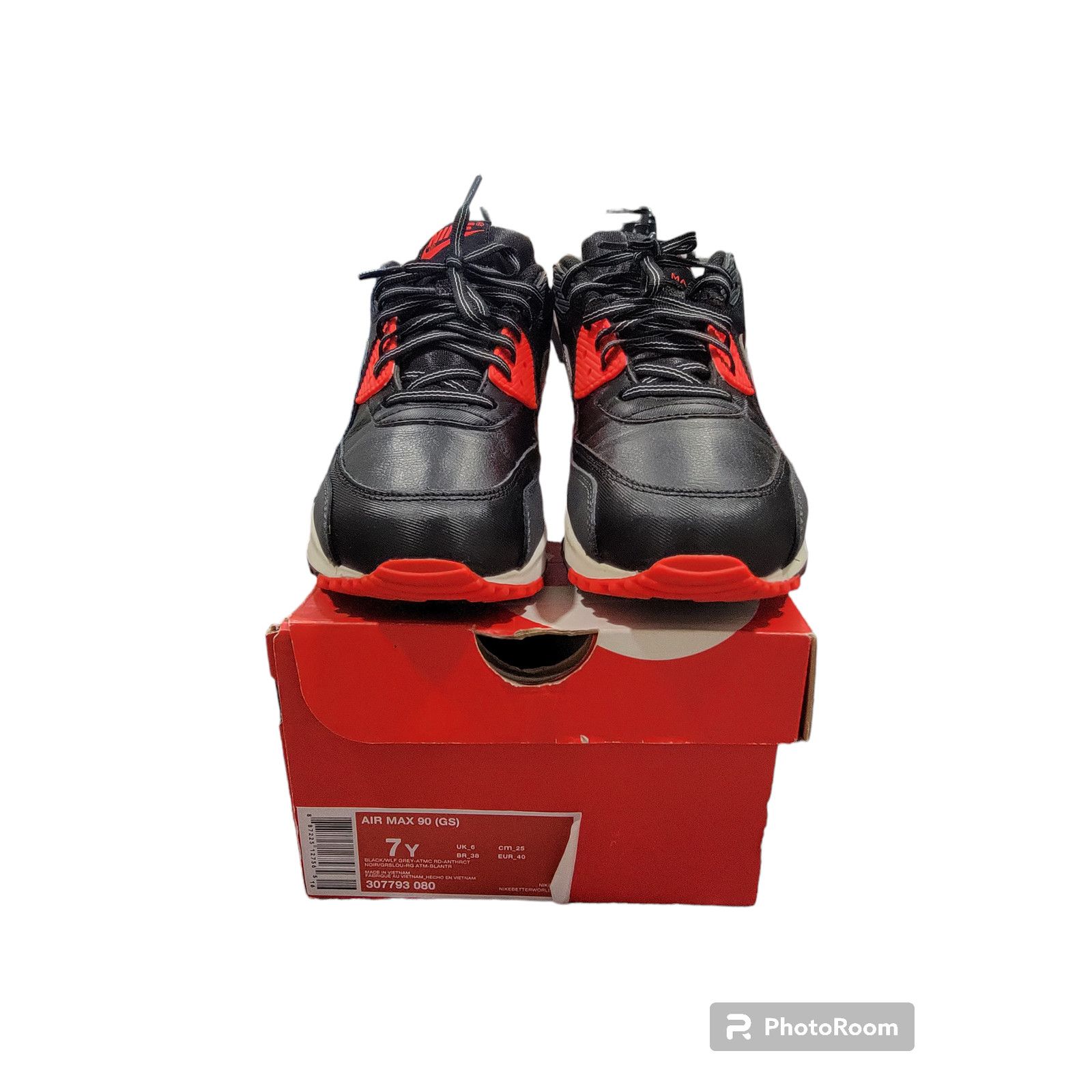 Nike Air Max 90 (GS) Sz 7Y Infrared gray Black (307793-080)