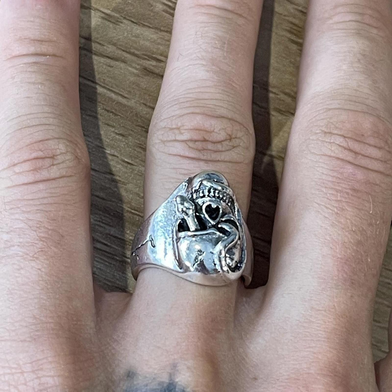 Rip Curl Skull Snake Silver Alloy Ring! Size ONE SIZE - 3 Thumbnail