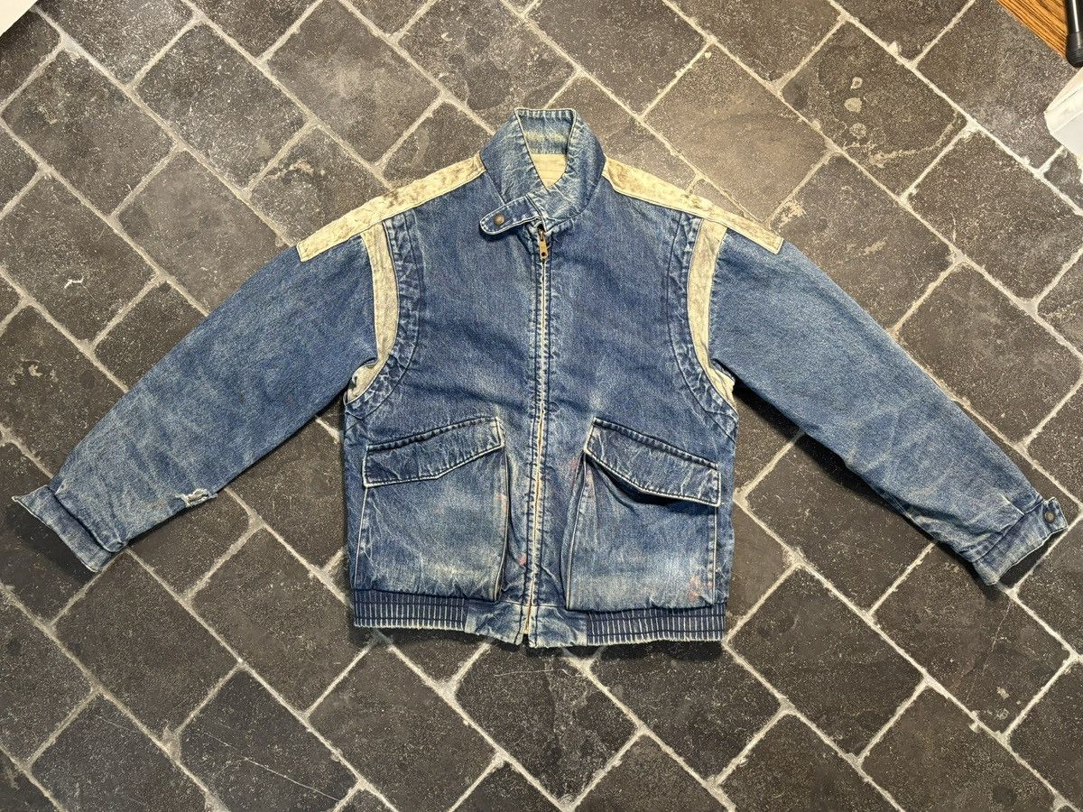 Vintage 1980s Denim Bomber Jacket Vintage Stone Wash Teddy Slimane Size US M / EU 48-50 / 2 - 15 Thumbnail