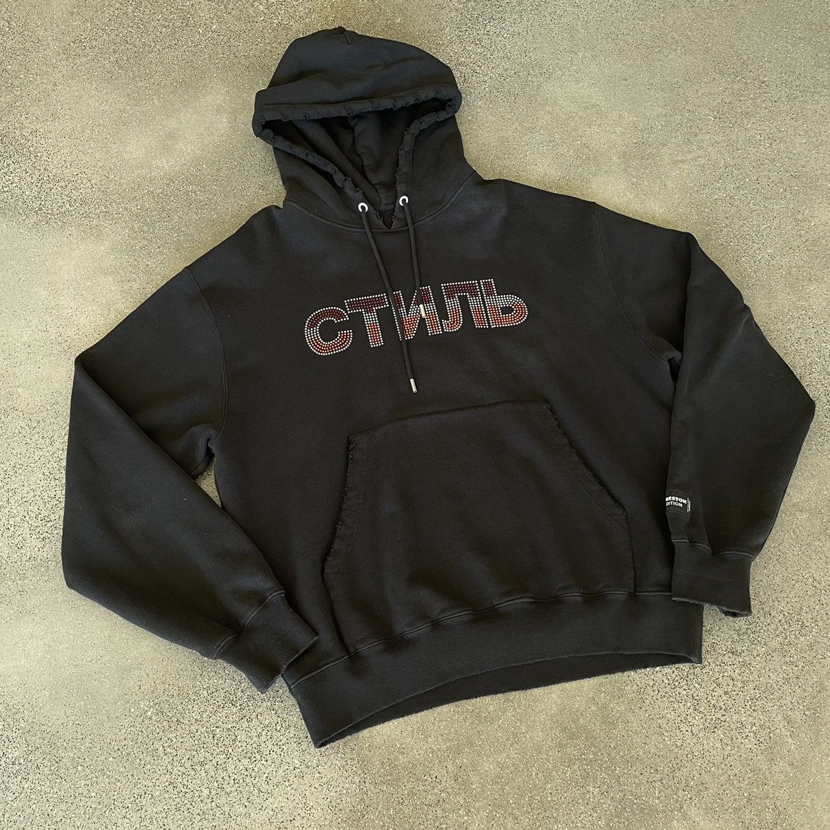 【HERON PRESTON】 CTNMB HOODIE (送料込み) HERON PRESTON CTNMB STRASS LOGO HOODIE MEN SWEATSHIRT