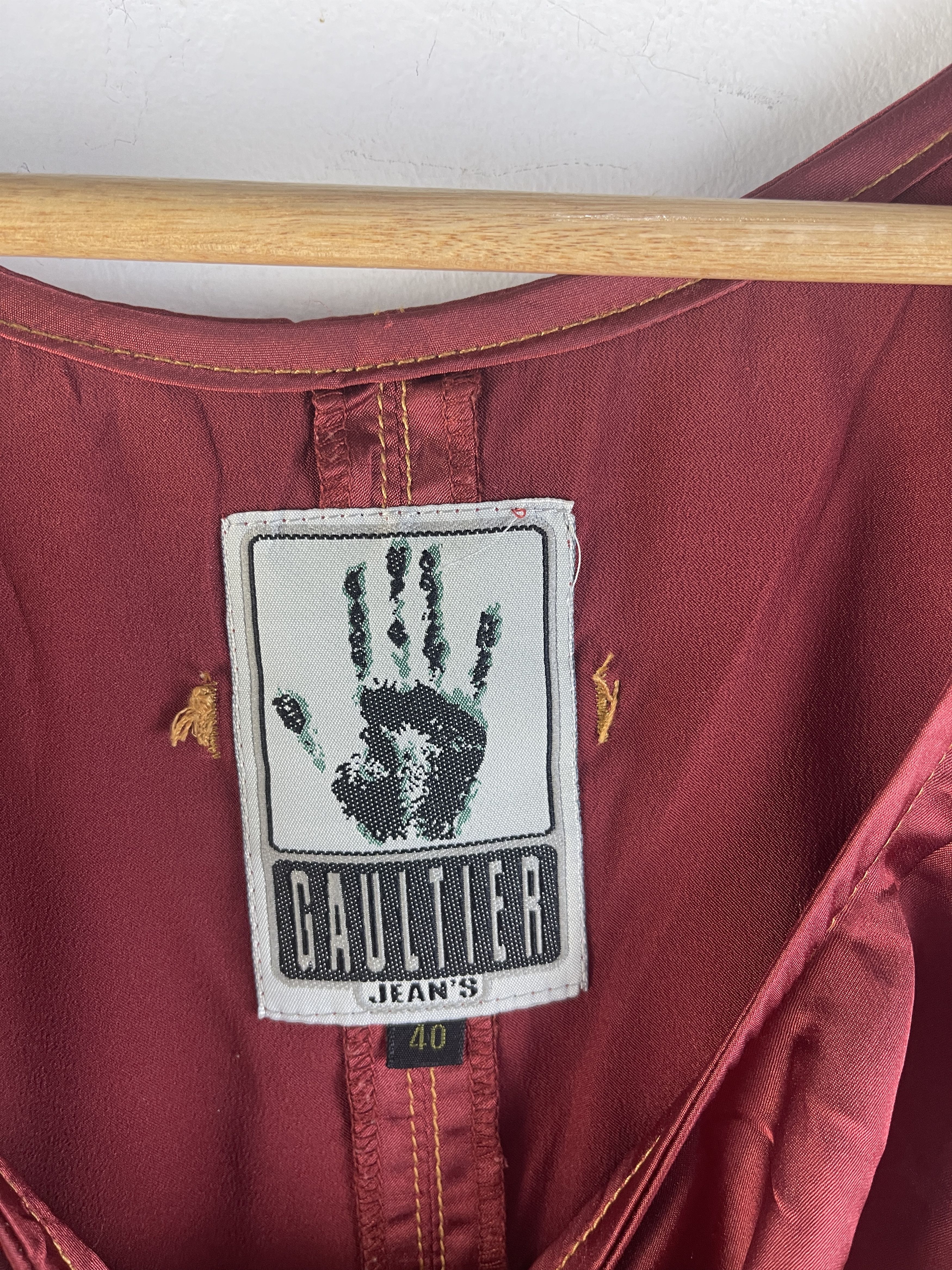 Jean Paul Gaultier Vintage Jean Paul Gaultier Jeans Burgundy Satin Structured Size US XS / EU 42 / 0 - 12 Thumbnail