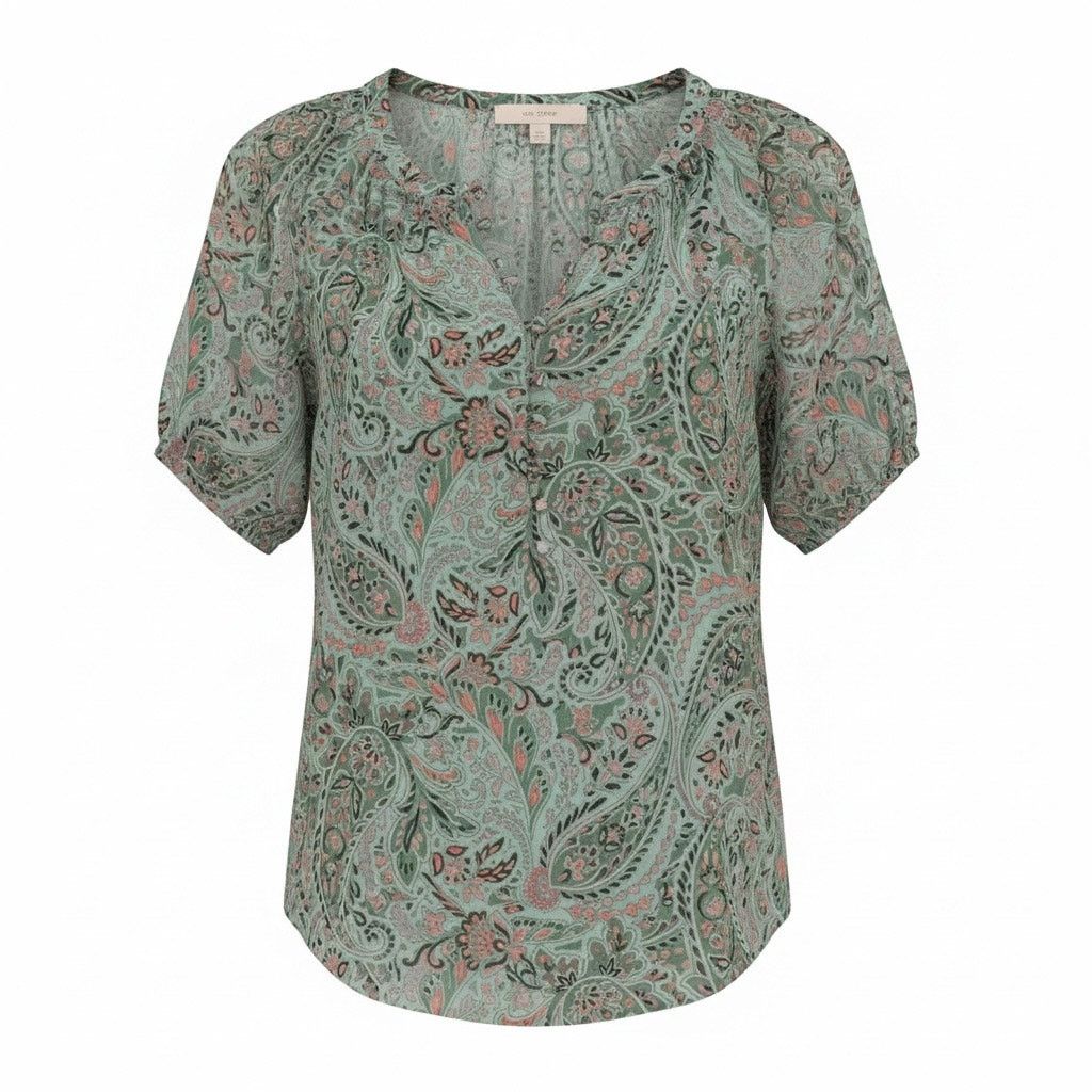 Loft LOFT Women’s XS Green Paisley Blouse Sheer Peasant Top Size XS / US 0-2 / IT 36-38 - 1 Thumbnail