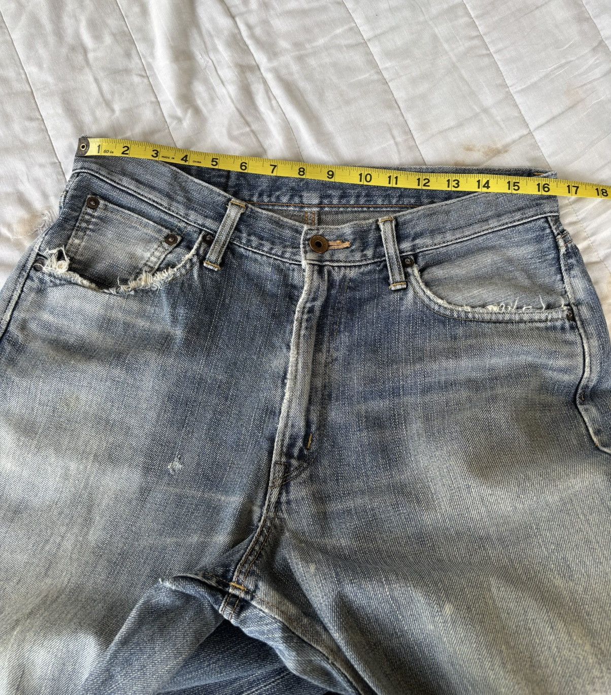 Edwin Edwin 505x Baggy Selvedge Redline Thrashed Jeans Size US 33 - 16 Thumbnail