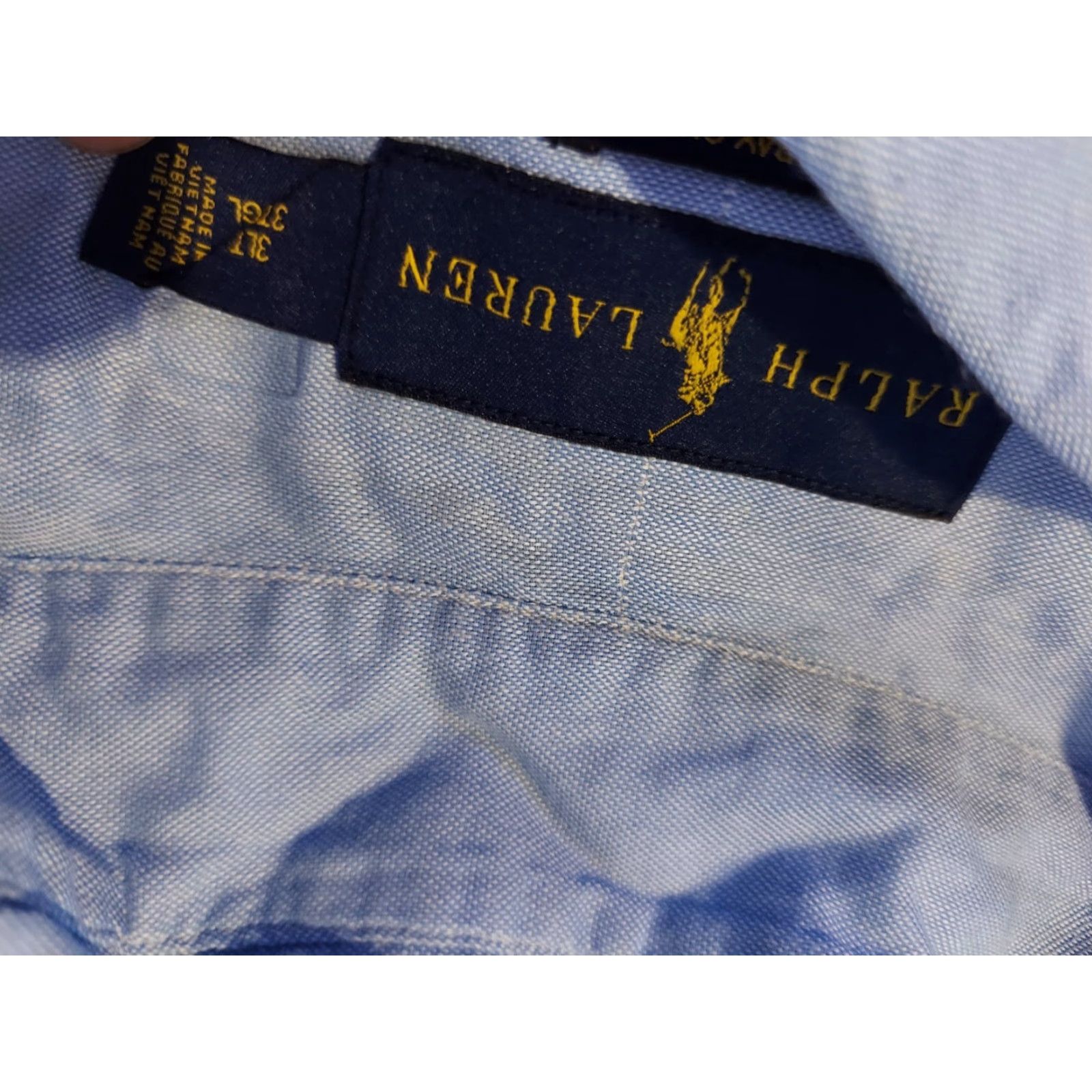 Polo Ralph Lauren VINTAGE Polo Ralph Lauren Mens Polo Dress Shirt 3XLT Blue Cotton Short Sleeve Button-Up Shirt Mens Clothes Size 48R - 2 Thumbnail