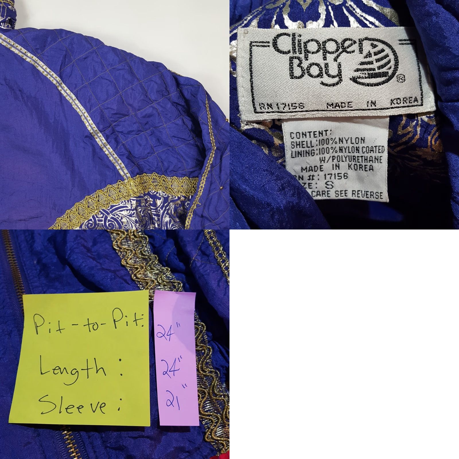 Vintage VINTAGE Purple Gold Women's Small Tracksuit Top Full Zip Up Jacket Windbreaker Size S / US 4 / IT 40 - 8 Thumbnail