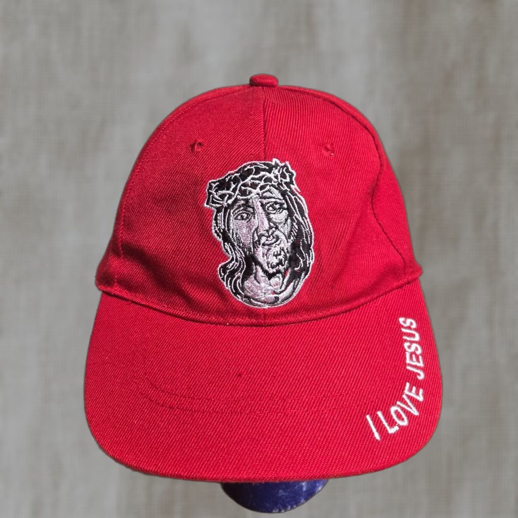 Vintage VINTAGE Unisex Baseball Cap Hat One Size Red Embroidered Jesus Religious Casual Size ONE SIZE - 1 Thumbnail