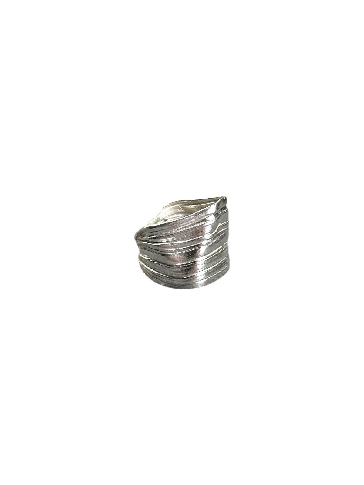Japanese Brand ARTISAN MADE ASYMMETRICAL WAVES HEAVY STERLING SILVER RING Size ONE SIZE - 1 Thumbnail