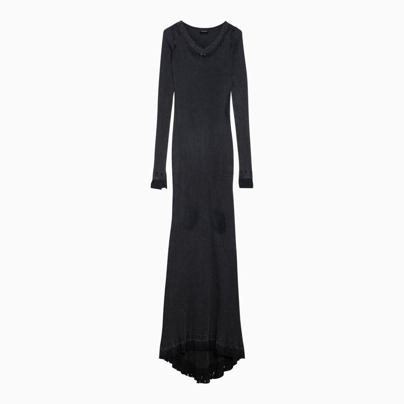 image of Balenciaga Black Cotton Maxi Lingerie Dress, Women's (Size Small)
