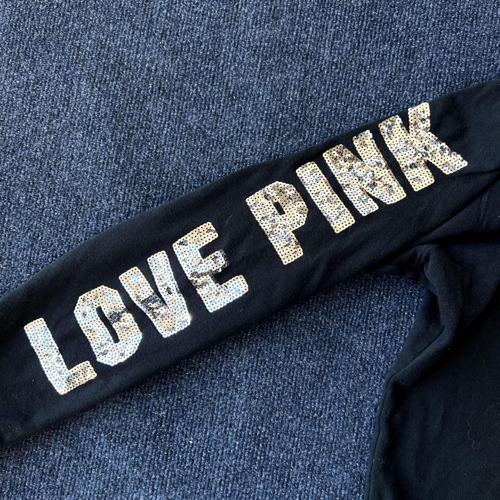 Pinko PINK Victoria's Secret Hoodie Womens Large Black Full Zip Sequin NYC Love Pink Size L / US 10 / IT 46 - 5 Thumbnail