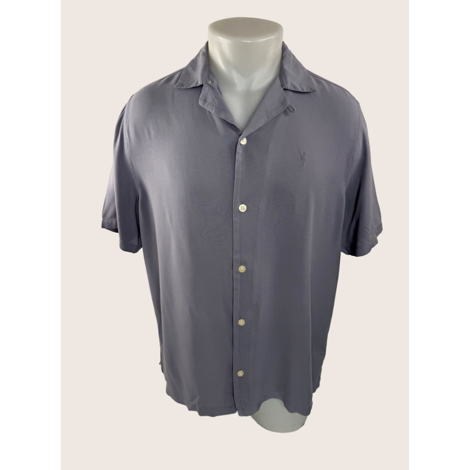 Allsaints ALL SAINTS VENICE Embroidered XS Shirt Mens Button-Up Short Sleeve Gray 4G Size US XS / EU 42 / 0 - 1 Thumbnail