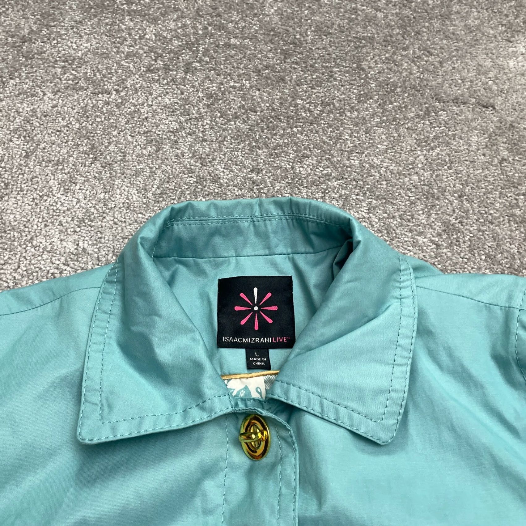 Old Navy Isaac Mizrahi Live Peacoat Jacket Womens Large Green Button Down Size L / US 10 / IT 46 - 3 Thumbnail