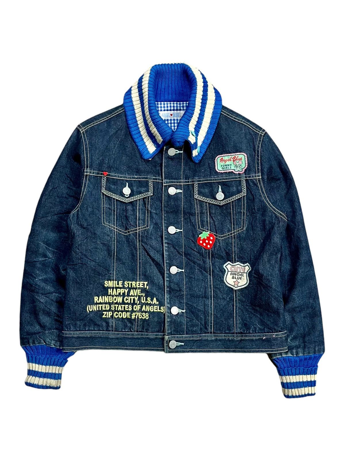 Angel Blue 2000s Angel Blue - Hybrid Knitted & Denim Jacket Size L / US 10 / IT 46 - 8 Thumbnail