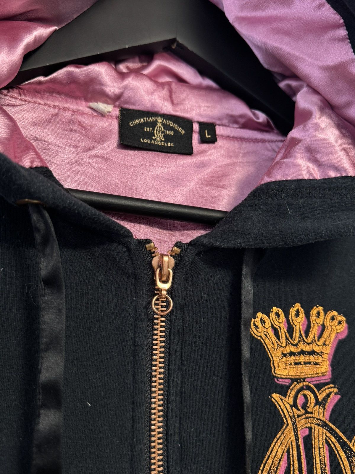 Christian Audigier VTG Christian Audigier Black Zip Hoodie Size L / US 10 / IT 46 - 8 Thumbnail