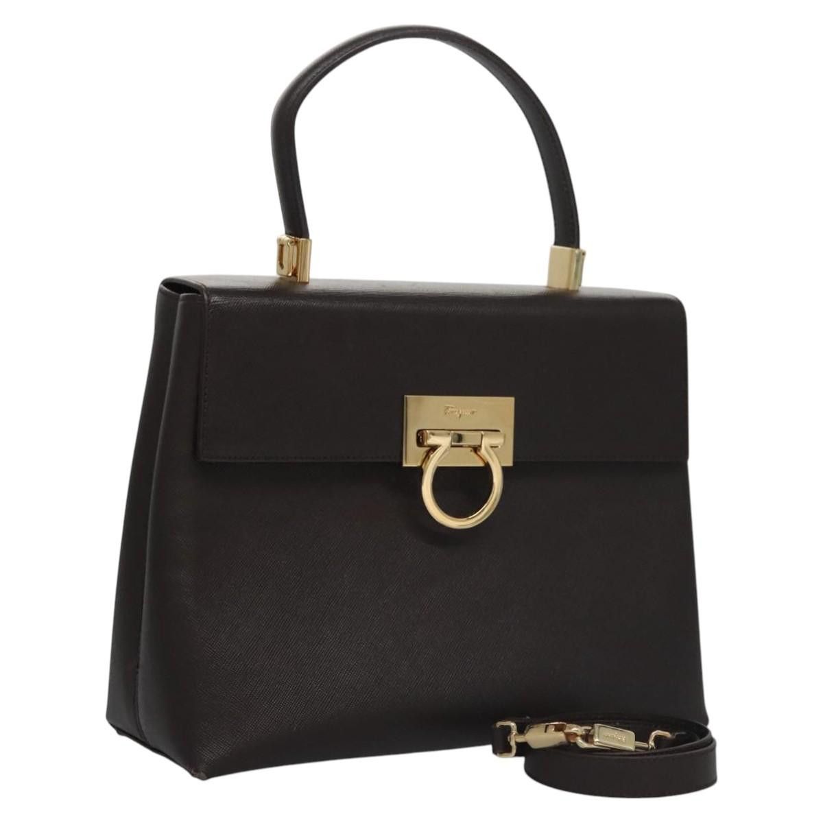 Salvatore Ferragamo Gancini Brown Leather Handbag (Pre-Owned) Size ONE SIZE - 1 Thumbnail