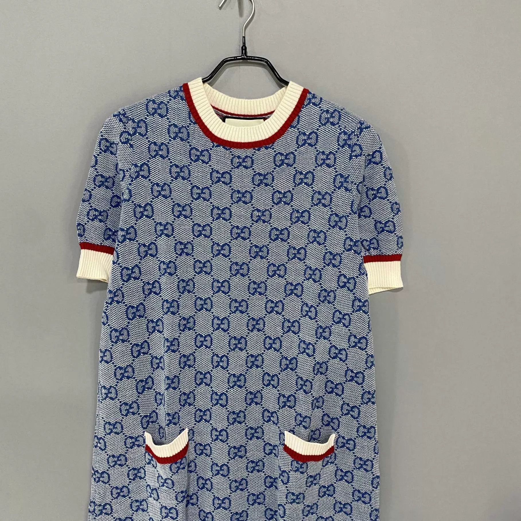 Gucci GUCCI Haze Blue Jacquard Allover Print Dress L 95N Size L / US 10 / IT 46 - 2 Thumbnail