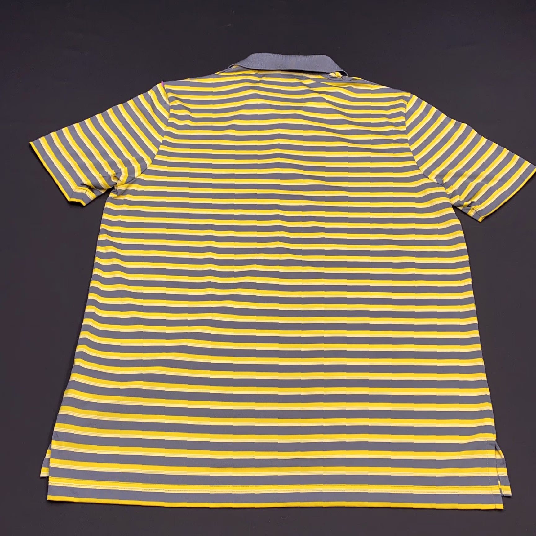 Adidas adidas Golf Polo Shirt Adult L Gray Striped Yellow Polyester Logo Moisture Wicking Regular Men Size US L / EU 52-54 / 3 - 2 Thumbnail