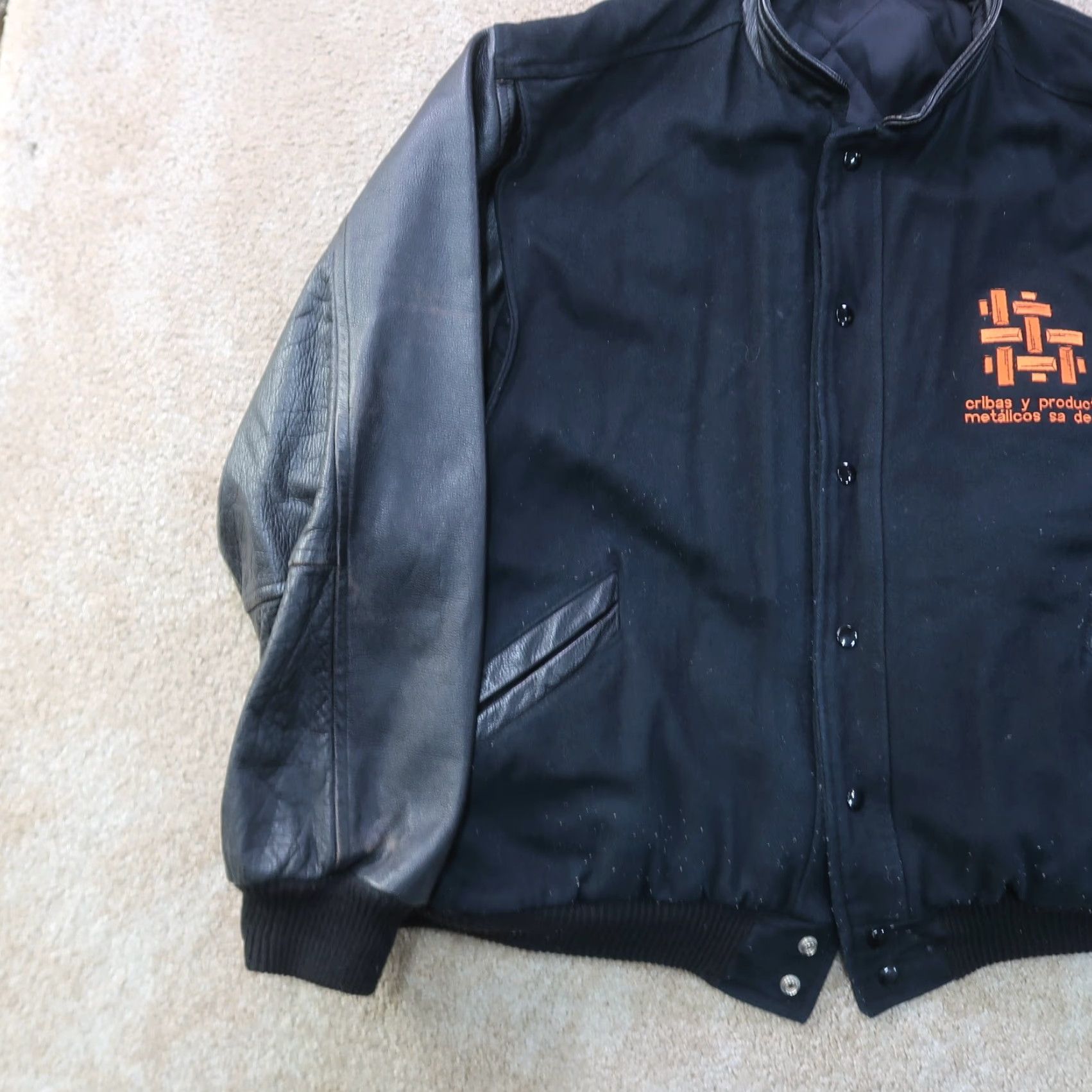 Vintage VINTAGE Unbranded Jacket Varsity Men XL Black Wool Zipper Embroidered Logo Stand-Up Collar Mid-Length Size US XL / EU 56 / 4 - 6 Thumbnail