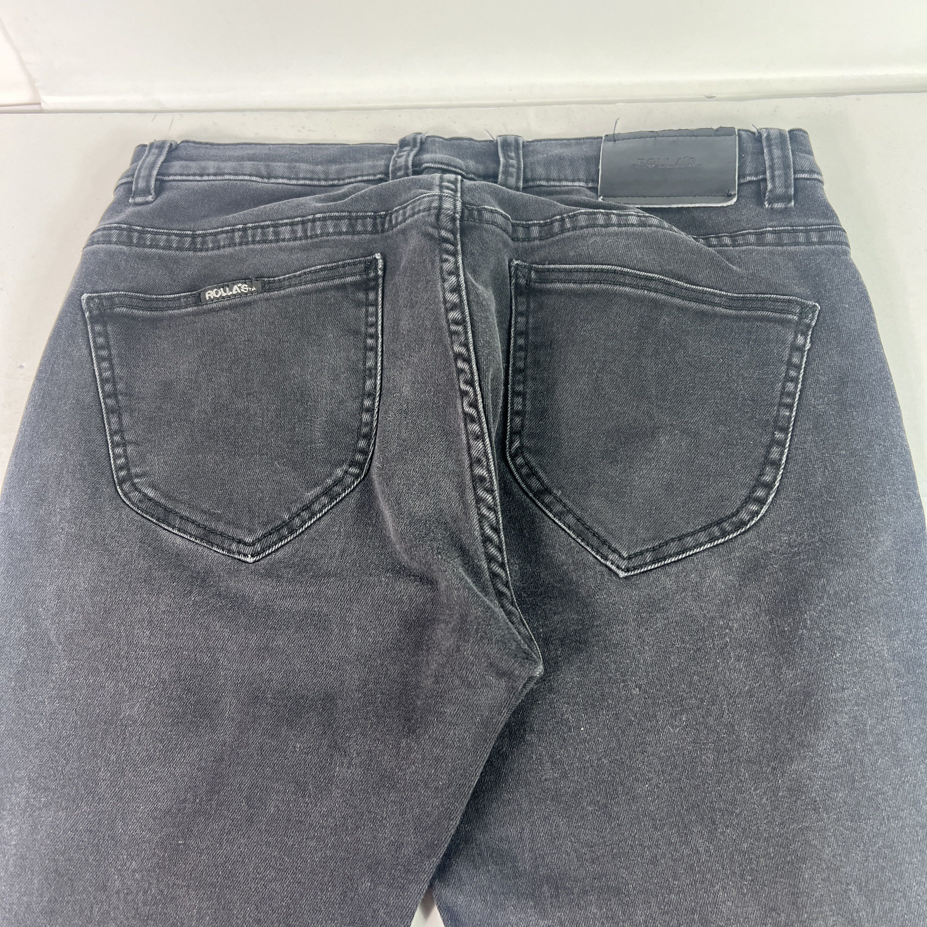 Rolla's Rolla's Jean Thin Captain Slim Black Faded Distressed Denim Size US 31 - 11 Thumbnail