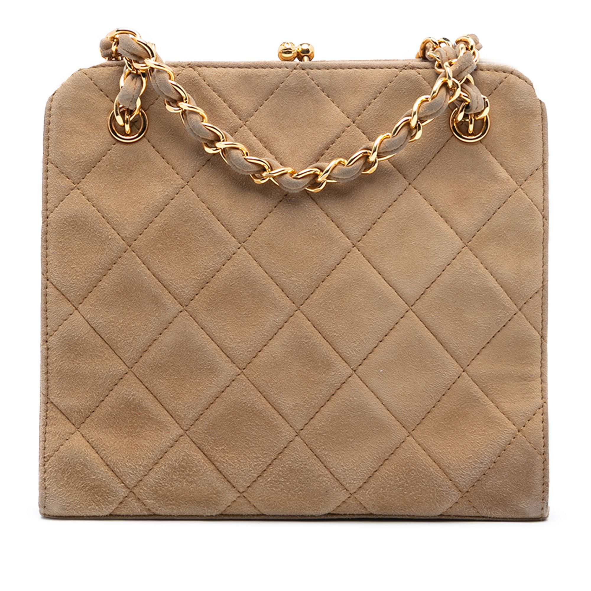 Chanel Chanel CC Quilted Suede Kiss Lock Handbag Size ONE SIZE - 1 Thumbnail