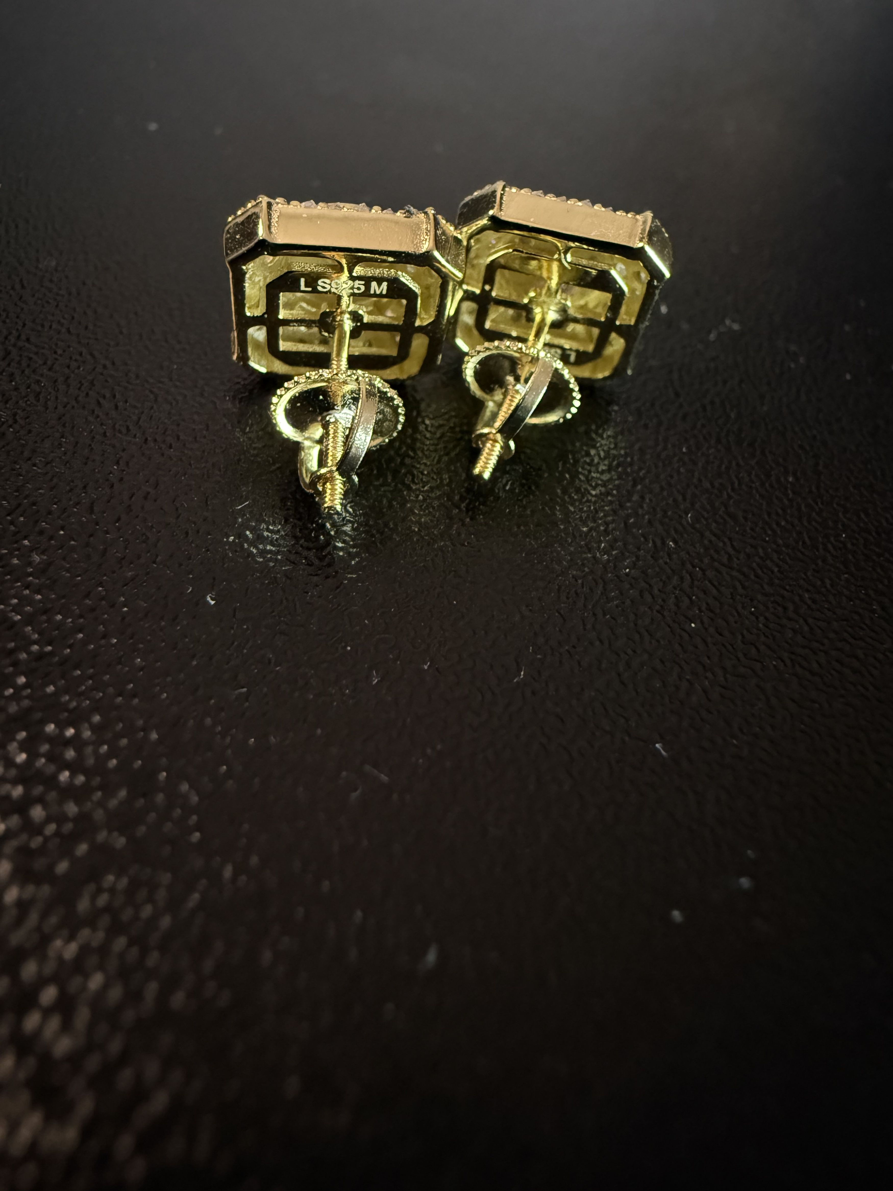 Other Trap Square Halo Studs Moissanite Gold Plated 925s earrings Size ONE SIZE - 4 Thumbnail