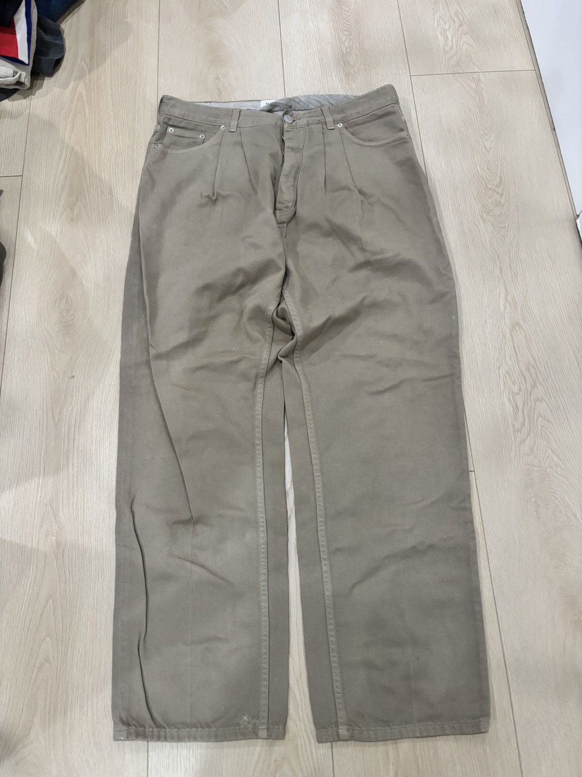 Won Hundred Won Hundred Wayne Pleated Trousers Tan Khaki Wide Leg Size US 31 - 1 Thumbnail
