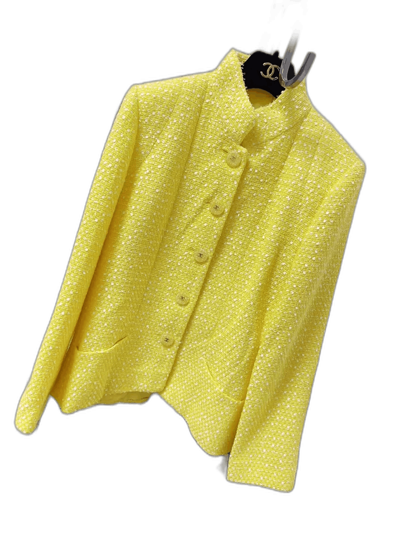 Chanel Chanel Yellow and White Knit Jacket Size S / US 4 / IT 40 - 1 Thumbnail