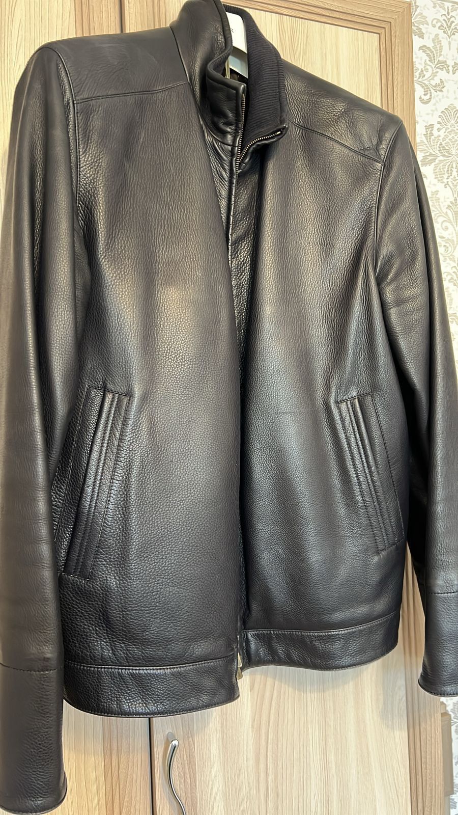 image of Loro Piana Leather Deer Lining Castorino Nutria Fur Jacket in Dark Chocolate, Men's (Size XL)