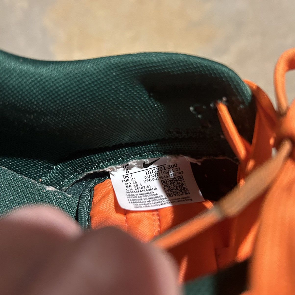 Nike Nike Dunk Low Retro Miami Hurricanes 2022 US 8 Size US 8 / EU 41 - 9 Thumbnail