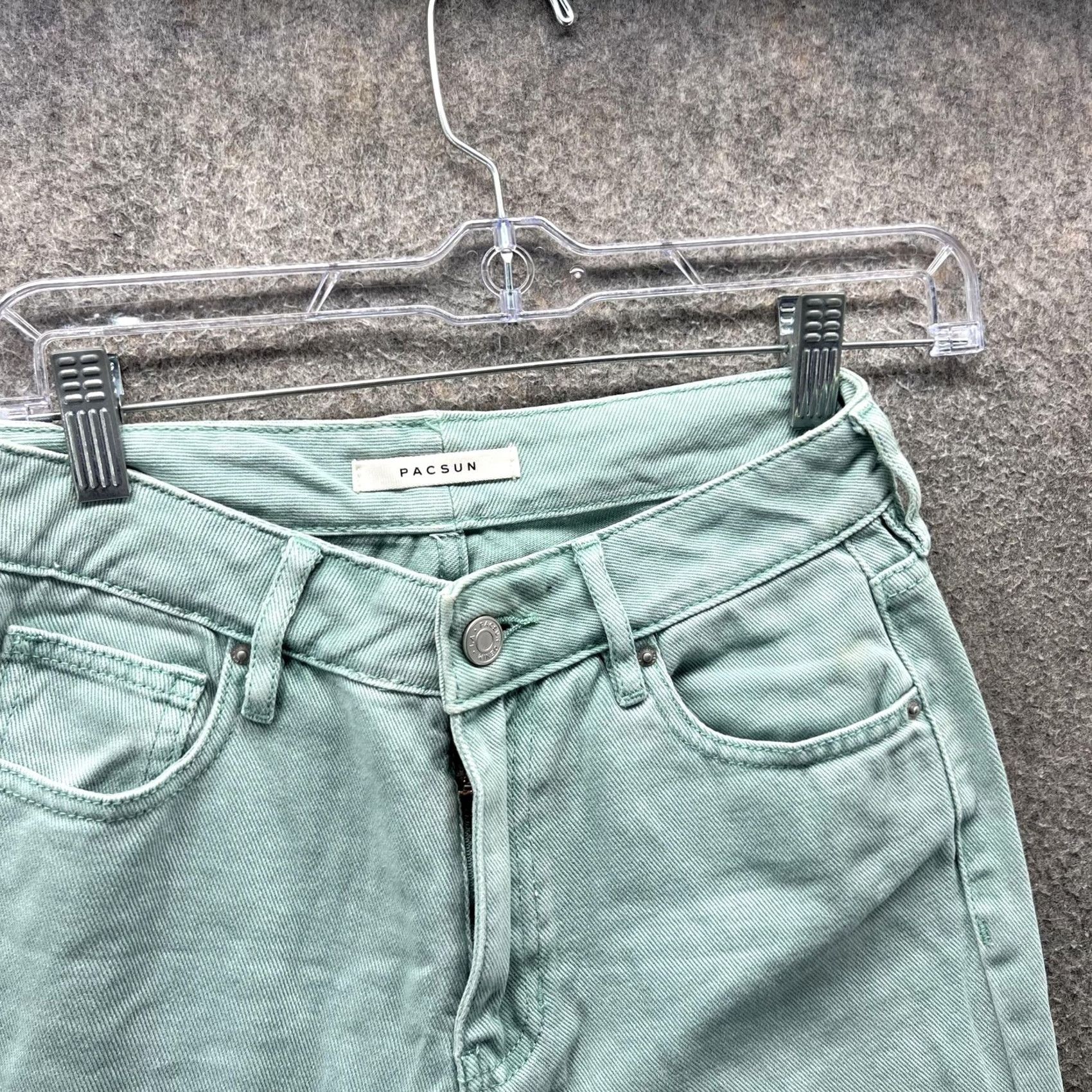 Pacsun PacSun Mom Jeans Womens 24 Light Green High Rise Tapered Leg Denim Pants Jeans Size 42" / US 20 - 3 Thumbnail