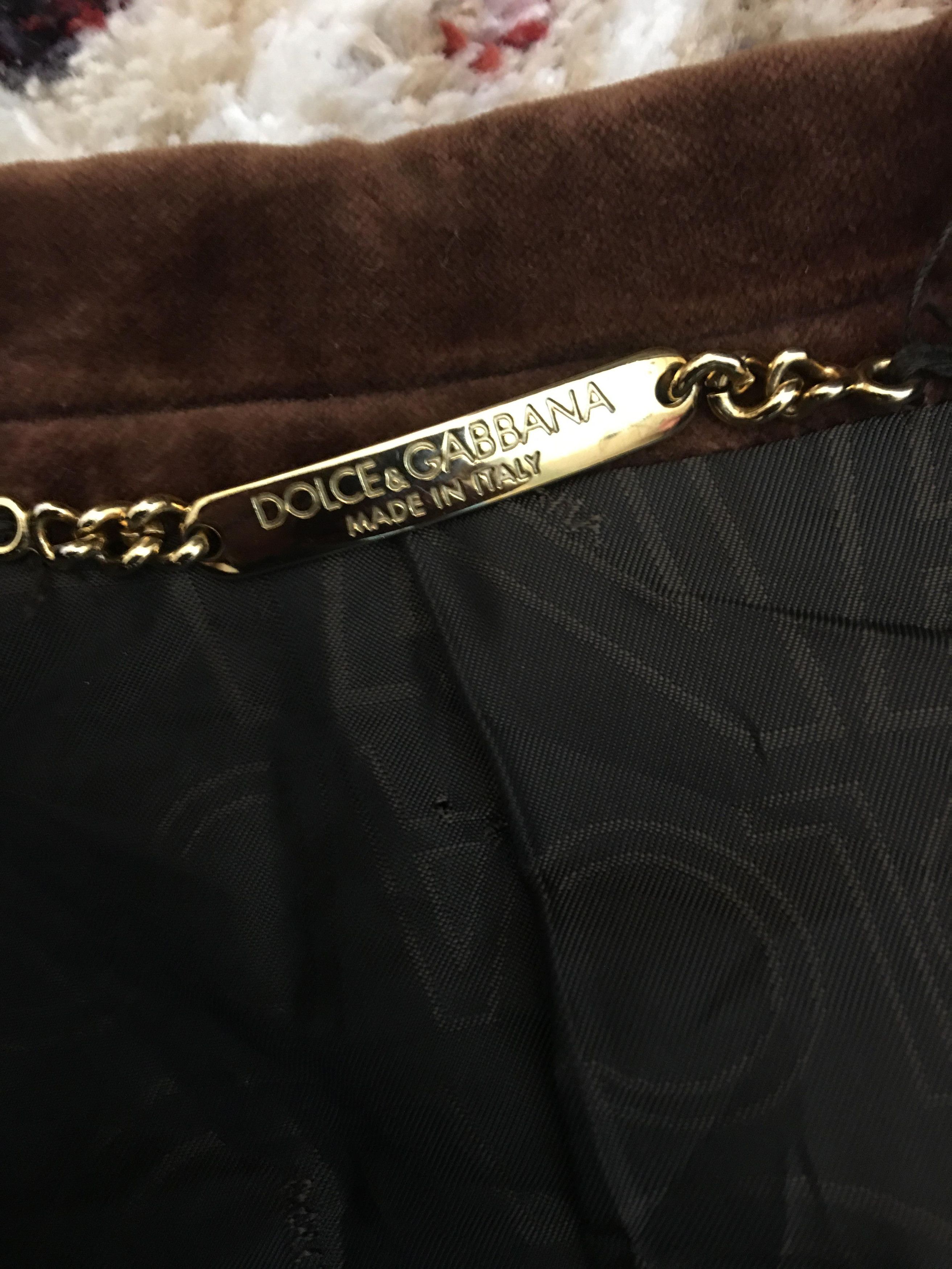 Dolce & Gabbana × Vintage Dolce & Gabbana Brown Velvet Blazer Men Size 50S - 3 Thumbnail
