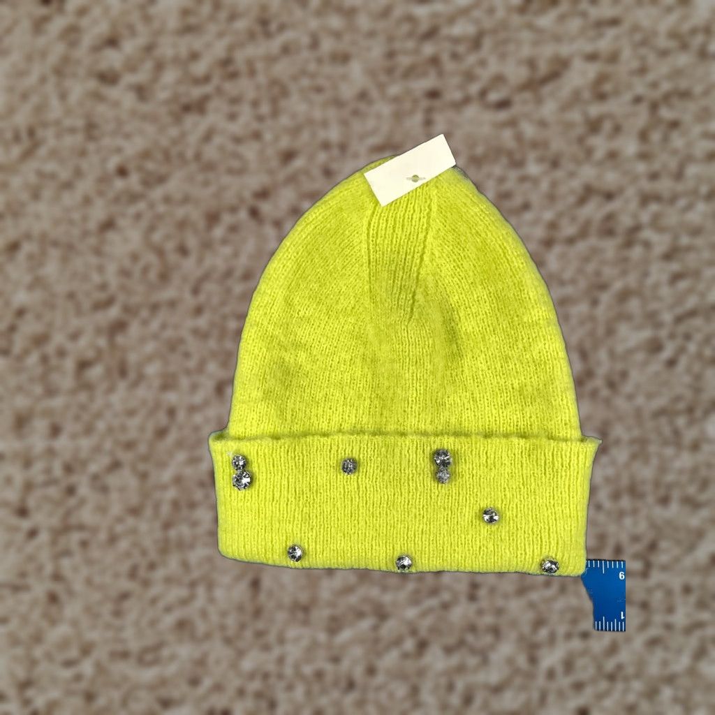 Vintage A New Day Beanie Toque Women One Size Yellow Knit Jewel Bling 100% Polyester NEW Size ONE SIZE - 1 Thumbnail