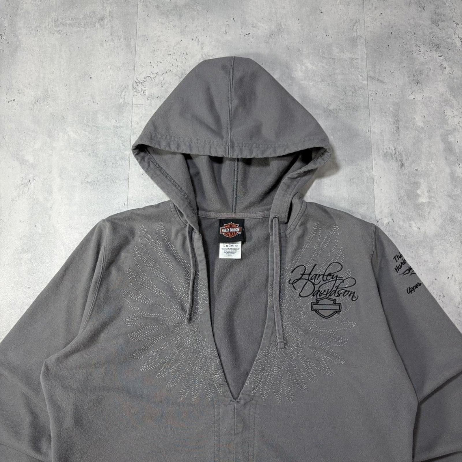 Harley Davidson Y2K Gray Harley Davidson Grunge Biker Hoodie Size L / US 10 / IT 46 - 3 Thumbnail