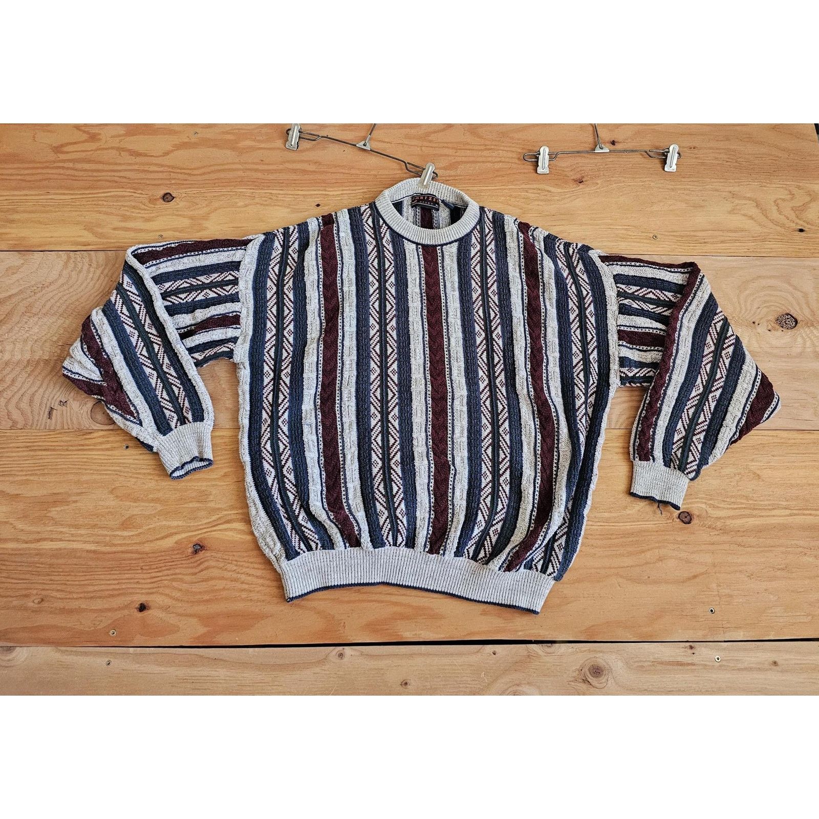 Jantzen Jantzen Mens Sweater Knit Textured Multi-Colored Sz L? 1990s Size US L / EU 52-54 / 3 - 1 Thumbnail