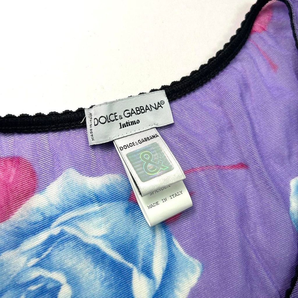Dolce & Gabbana y2k D&G purple floral mesh short sleeve top Size S / US 4 / IT 40 - 2 Thumbnail