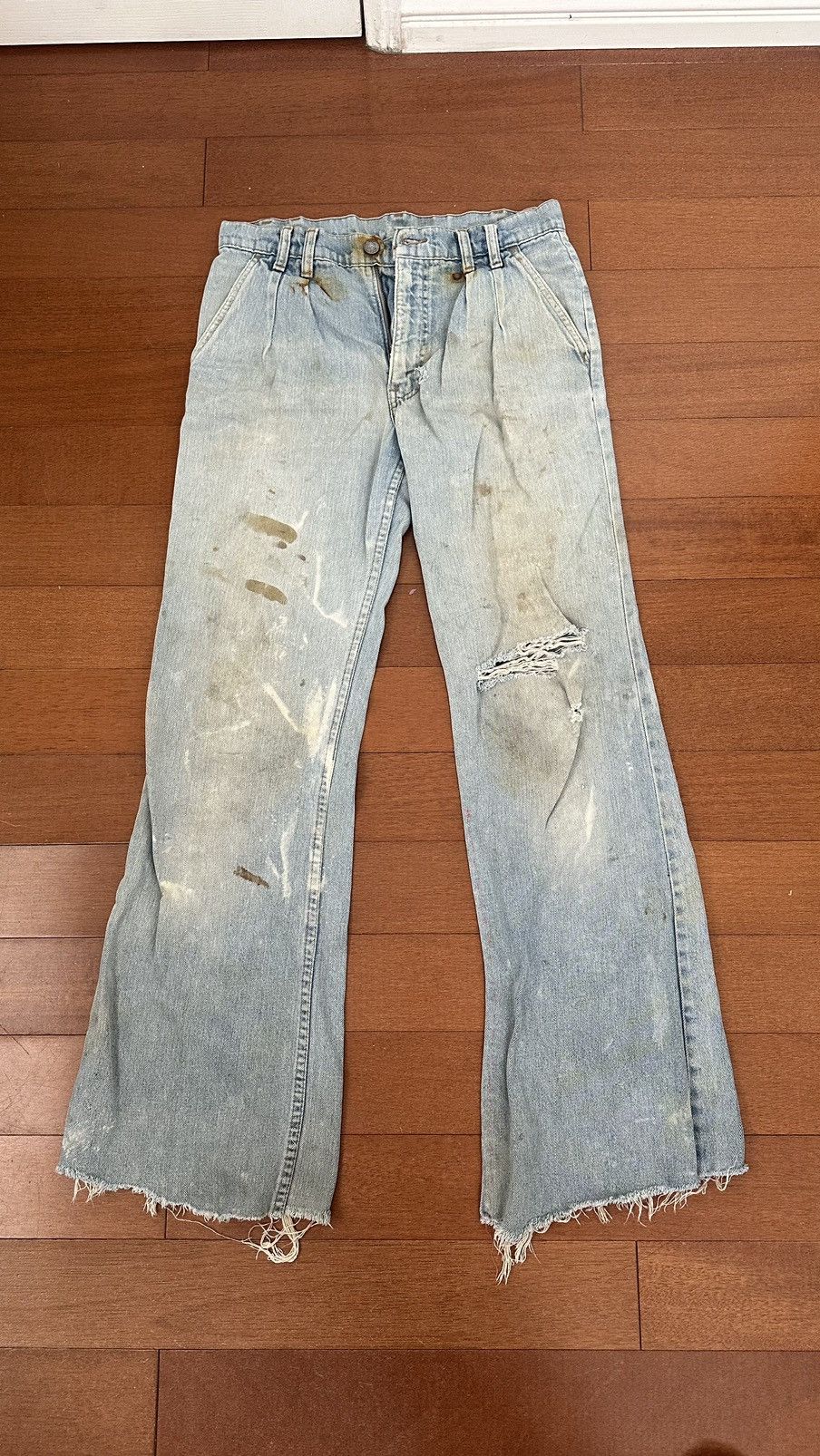 Vintage Vintage flare distressed jeans Size US 29 - 1 Thumbnail