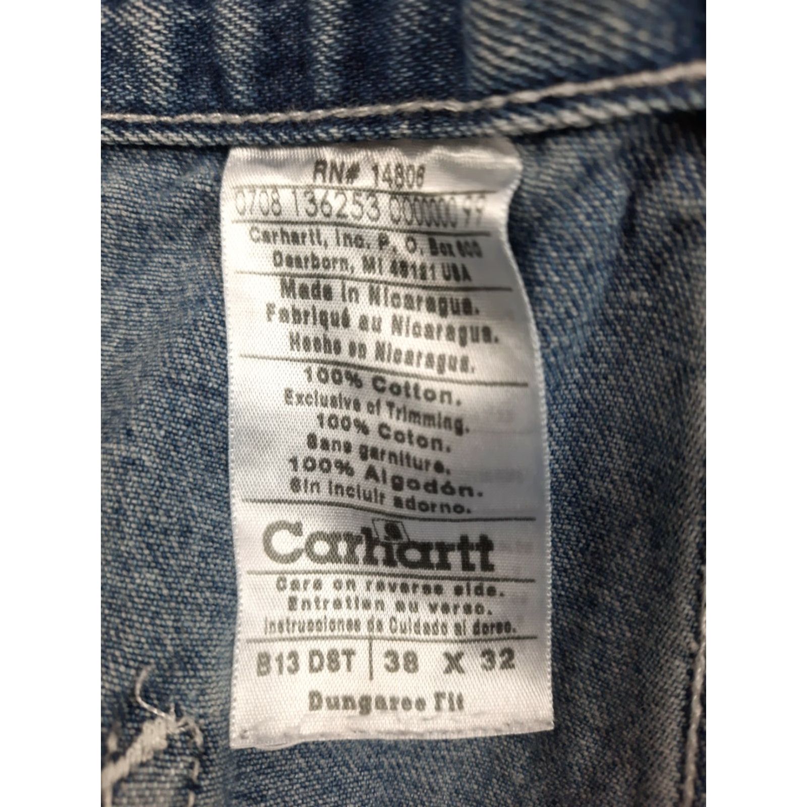 Carhartt Carhartt Jeans Carpenter Loose Original Dungaree Fit 38x32 5-Pocket Design Mens Blue Cotton Straight High Rise Size US 38 / EU 54 - 3 Thumbnail
