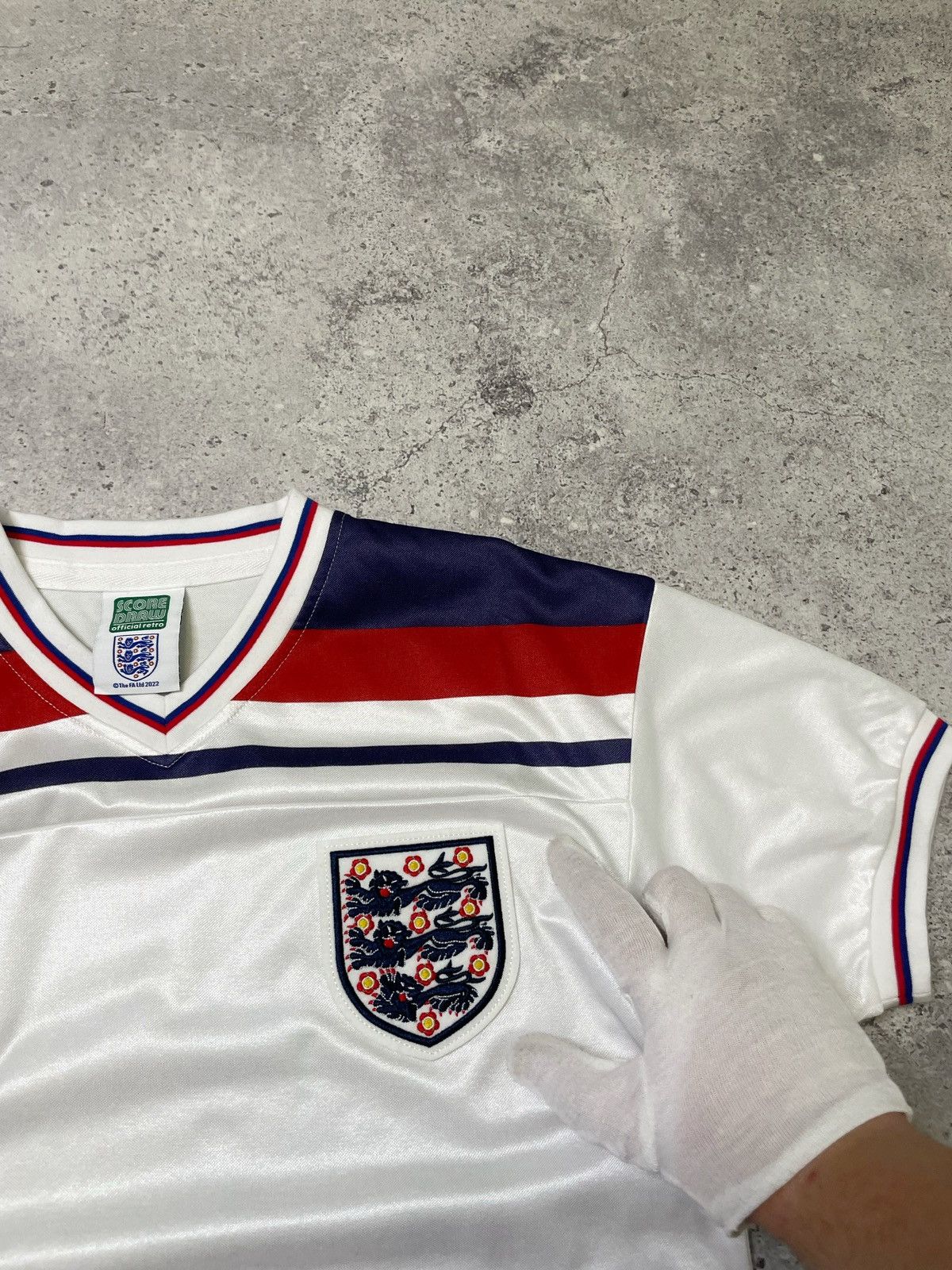 Vintage Score Draw England Jersey 1982 Home Kit Football Shirt Size US S / EU 44-46 / 1 - 5 Thumbnail