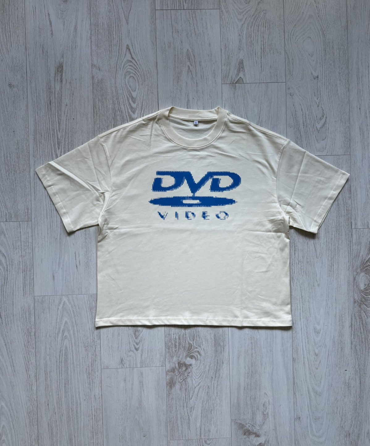 Other DVD Video Logo Retro Boxy T-Shirt Custom Creme Blue Print M Size US M / EU 48-50 / 2 - 1 Thumbnail