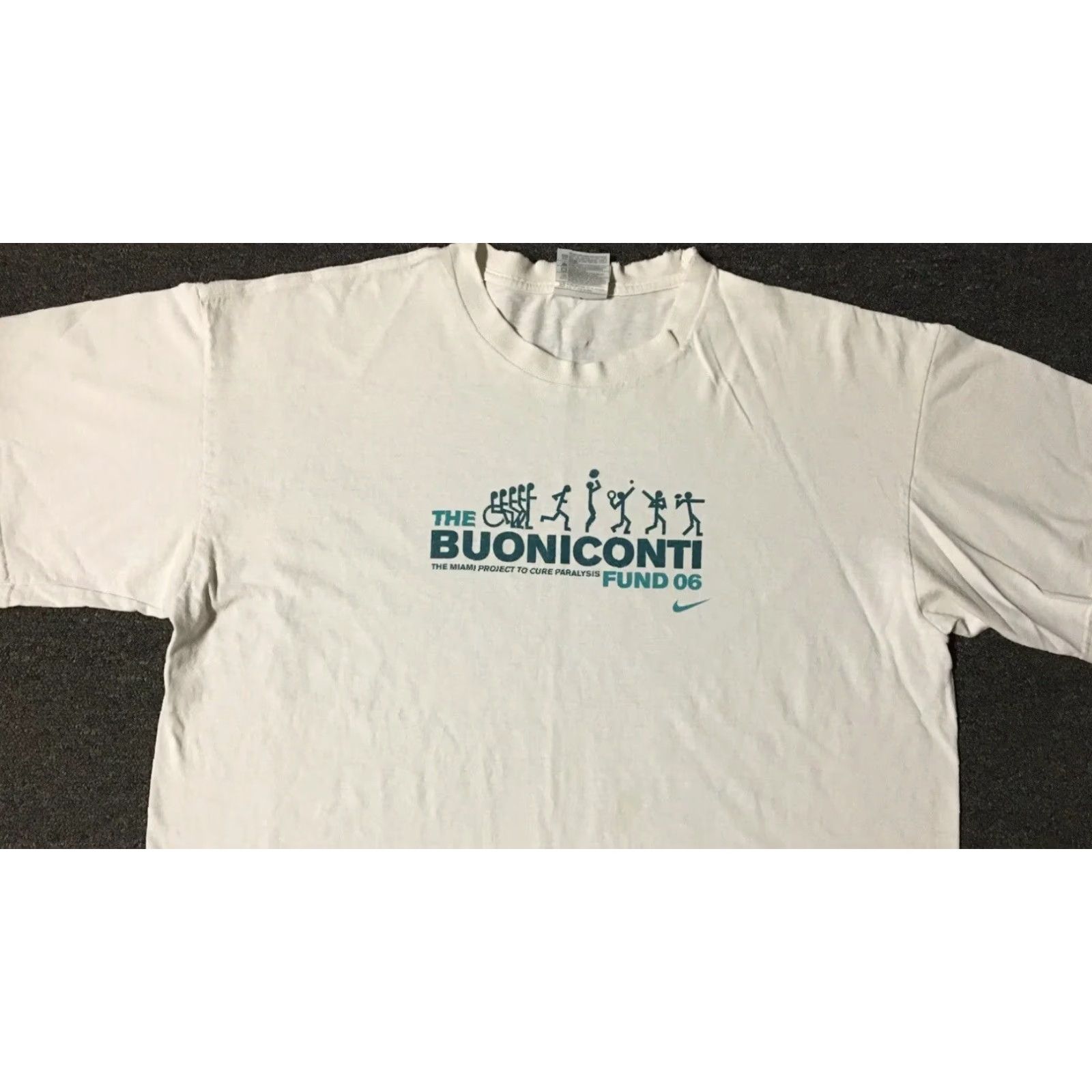 Nike VINTAGE Nike Miami Buoniconti Fund Faded Distress Shirt XL White Swoosh 90s Grunge Track & Field Mens Shirt Size US XL / EU 56 / 4 - 7 Thumbnail