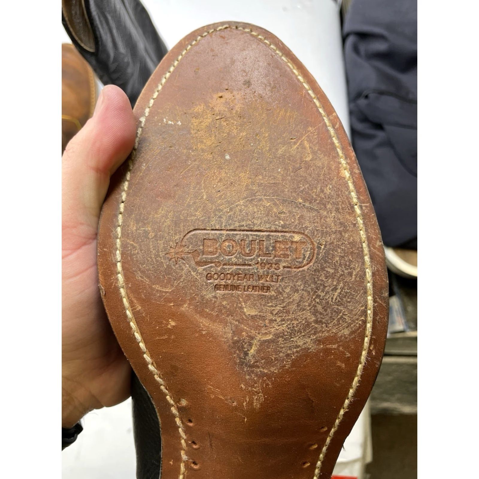 Vintage VINTAGE Boulet 9502 Boots Western Cowboy Leather Black Men 10.5 5E Wide EEEEE Boot Size US 11 / EU 44 - 4 Thumbnail